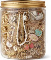 Gold Mystery Jewelry Jar Set |   10-piece Mystery jar Set Assorted Gold-tone Earrings Rings Necklace
