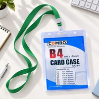 ID Card Case Set Transaparant B4 dengan Tali / Set ID Case + Tali Soft PVC Hook / Card Case dengan T