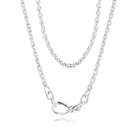 Sparkling Infinity Collier Necklace Women 925 Sterling Silver Clear CZ Chain Pendant Necklaces Fashion Jewelry accesorios muje
