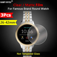 3Pcs For Casio DW MK Suunto Universal Round Watch Clear / Matte Screen Protector 26-42mm Diameter Soft Film 38mm 41mm -Not Glass