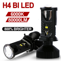 1คู่/2ชิ้น H4 ไฟหน้ารถมอเตอร์ ไซค์แบบ ไฟหน้า LED Canbus มินิโปรเจคเตอร์ ไฟติดรถยนต์โปรเจ็คเตอร์ขนาดเ