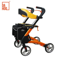 Ultra Light Weight Aged Care Folding Aluminum Mobility Shopping Cart Adult Walking Rollator Walker with Seat