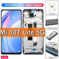 Original For Xiaomi Mi 10T Lite 5G LCD Display Touch Screen Assembly For Mi10T Lite M2007J17G LCD Display Replace, with Frame