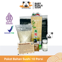 PAKET BAHAN SUSHI LENGKAP 10 Porsi Halal | Beras Japonica, Nori, Bambu Mat, Shoyu, Sushi Seasoning