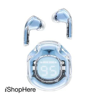 ACEFAST T8 Crystal TWS Earbuds Bluetooth 5.3 ENC Dual Driver LED Display IPX4 ice blue