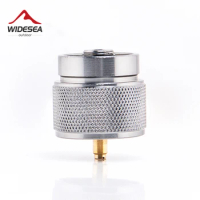 Widesea 1 lb. propane small gas tank input EN417 Lindal Valve Output outdoor camping stove Convert cylinder LPG canister adapter