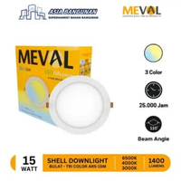 Meval LED Shell Downlight Tricolor - 3 Warna dalam 1 Lampu (6W/10W/15W) 15W