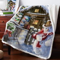 Christmas Snowman Snowflake Cashmere Blanket Winter Warm Soft Throw Blankets for Beds Sofa Wool Blanket Bedspread