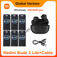 3/6/10/20 pcs Xiaomi Redmi Buds 3 Lite Black Global Edition Bluetooth Earphones True Wireless Headphones with Charging Cable