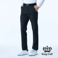 KING GOLF 門市新品-男款彈性舒適休閒素面高爾夫球長褲(黑色)