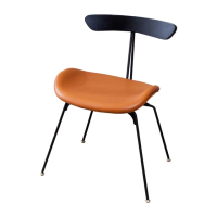 【BODEN】奧瑪工業風皮革餐椅/橘色造型椅/單椅