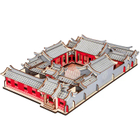 A Wooden 3D Puzzle Children's Educational Assembly Toy Night Market Street Vendor Toy