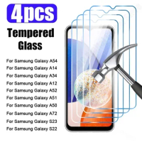 4PCS Protective Glass for Samsung A54 A14 A34 A12 A52 A71 A51 A50 S23 S22 Plus Tempered Glass for Samsung S21 S20 FE A53 A13 5G