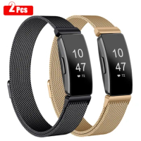 2pcs Metal Band for Fitbit Inspire 2 1 Strap Magnetic Milanese Wrist Watchbands for Fitbit Inspire hr Strap Smartwatch Bracelet