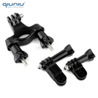 QIUNIU Bike Motorcycle Handlebar Seatpost Pole Mount + 3-Way Adjust Pivot Arm Tripods Mounts for GoPro Hero 7/8/9/10/11/12 SJCAM