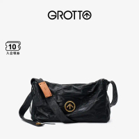 GROTTO Classic Vegetable-Tanned Sheepskin Large Capacity Single Shoulder Crossbody Soft Commuter Bag