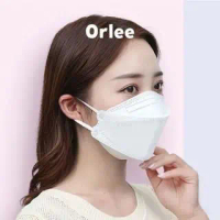 Masker Kf94 KF 94 Orlee Hitam Black Emboss 4Ply 4 ply 3D isi 10 pcs - Putih