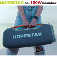 HOPESTAR A60 100W Bass Column Wireless Bluetooth Speaker Portable Outdoor Boombox 3D Stereo Party Subwoofer with Microphone