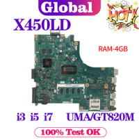 KEFU Notebook Mainboard For ASUS X450LD A450LD P450LD K450LD F450LD X450LA Laptop Motherboard I3 I5 I7 CPU RAM/4GB UMA/GT820M