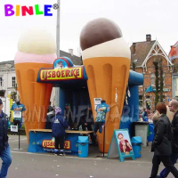Portable lightweight square Inflatable Ice Cream Booth/Portable inflatable pop up stall /kiosk tent for trade show