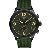 TISSOT 天梭 官方授權 韻馳系列 Chrono XL 計時時尚腕錶-綠/45mm