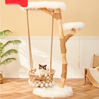 Handmade solid wood large cat tree cradle cat platform supplies cat toy clouds.