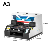 Full Automatic A3 A4 UV Printer Flatbed + Bottle Printer Surface Printer 6 Colors A3 A4 Size UV LED For Metal Clothes Bottle
