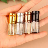 50pcs 3ml Gold Silver Roll On Glass Bottle 6ml 12ml Small Roller Perfume Bottle Essential Oil Container Empty Refillable
