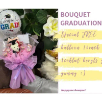 Graduation bouquet wisuda bear grad congratulation wish gift balloon