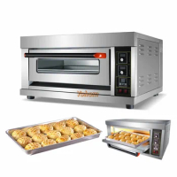 Comercial Bread Pizza Baking Oven One Layer 1 Tray Stainless Steel Electric Control Food Making Machine Cake Bakery Deck Oven