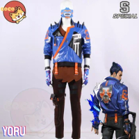 Yoru Cosplay Costume Game Valorant Cosplay Yoru Cosplay Suit Blue Long Sleeve Jacket Coat Outwear Game Halloween Party CoCos-S