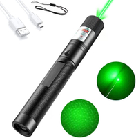ตัวชี้เลเซอร์สีเขียวที่มีประสิทธิภาพสูง-303 10000M USB ชาร์จไฟฉายเลเซอร์ Red Dot Single Starry Burning Match