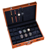 Luxury Watch Box Organizer 36 Slots Watch Storage Box Watch Cases Fingerprint Lock Suitcase Travel Boxes for Watchmaker Gift