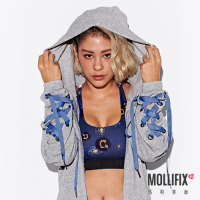Mollifix 瑪莉菲絲 街頭率性袖抽繩連帽外套 (灰) 暢貨出清、保暖、防風、羽絨外套