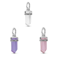 Original Colours Pink Amulet Pendant Beads Charm Fit Pan Women 925 Sterling Silver Bracelet Bangle Jewelry