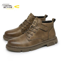 Camel Active New Autumn Winter Fashion Ankle Boots Comfortable Work Men PU Leather Shoes Outdoor Motorcycle Boots DQ120170