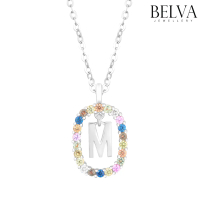 Kalung Berlian Inisial M - Kalung Huruf Sapphire - Belva Jewellery - BANKAU02205