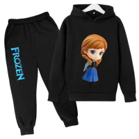 2024 New Sports Pullover Frozen Cute Anime Hoodie Girl Coat+Pants 2P Boys 3-14Y Birthday Gift Elsa Set
