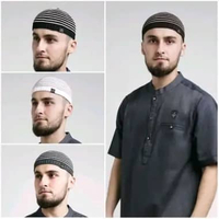 Samase Original - Peci Rajut Motif Garis Stylish Keren Bahan Adem Tebal Black