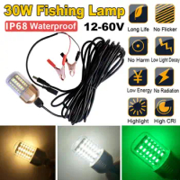 30W 12V-60V Green Underwater Fishing Lights 60Pcs 5730 LED Fishing Light / Lures Fish Finder Lamp Attracts Prawns / Squid /Krill