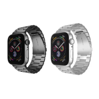 Apple Watch 1-6代/SE 42/44mm 三珠不鏽鋼錶帶(雙保險扣)