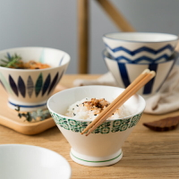 日式和風斗笠吃米飯碗面碗餐具廳家用陶瓷青花瓷小碗單個可愛創意
