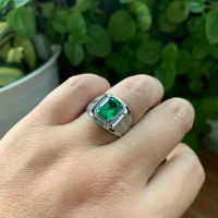Cincin Batu Natural Green Topaz Memo Ring Monel Handmade Doff Perak Elegan