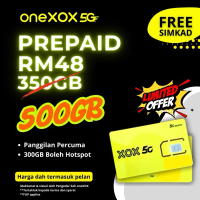 ONEXOX PRABAYAR (PREPAID) RM48 350GB HOTSPOT SEPENUHNYA 4G & 5G SIM PANGGILAN TANPA HAD