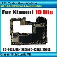 64GB 128GB 256GB Motherboard For Xiaomi Mi 10 Lite Mainboard Original Unlocked Main Circuits Board Plate Mi 10 Lite 5G Version