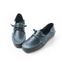 【ALAIN DELON】全真皮舒適男後踩休閒鞋A26010(2色  藍色  咖啡色)