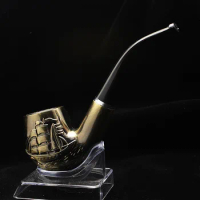 Sailing Caving Resin Pipe Chimney Double Filter Copper Color Smoking Pipe Herb Tobacco Pipe Narguile Grinder Smoke Mouthpiece