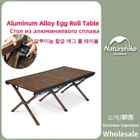 Nature-hike Foldable Camping Table Ultralight Wear-resistant Outdoor Portable Aluminium Alloy Roll Table BBQ Picnic Equipment