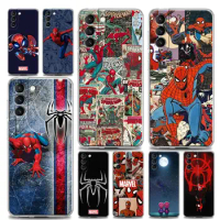 Spiderman Clear Phone Case For Samsung Galaxy S24 S23 S20 S21 FE S22 S23 Ultra S10 Plus A54 Case Soft Fundas Venom Marvel Comics