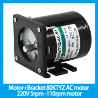 Motor+Bracket 80KTYZ AC motor 220V 5rpm -110rpm motor micro slow speed machine 60W permanent magnet synchronous motor
